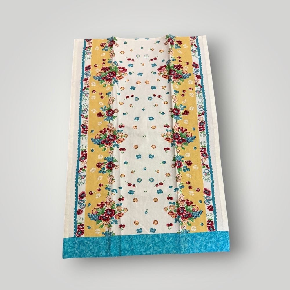 Moda Granny Garden Vintage Tea Towel Kitchen Floral Fruit Cherry Cottagecore